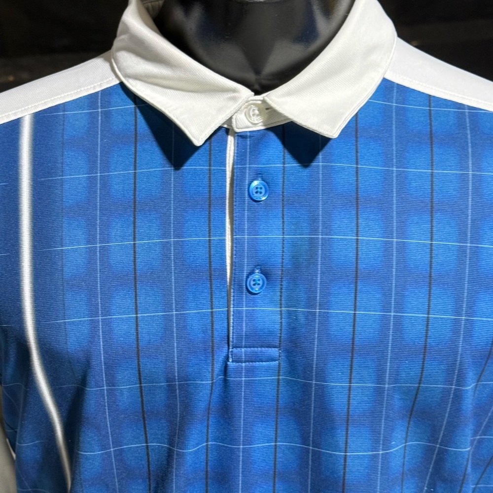 Callaway Polo Shirt Men's XXL 2XL Blue Check Golf